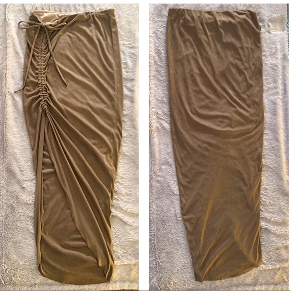 CONVERTIBLE TAN SKIRT / DRESS; MICROFIBER-FEEL; M! - Picture 2 of 4